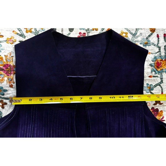 Vintage Purple Suede Fringe Vest Women Small  Western Boho Rodeo - Picture 7 of 11